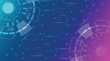 Modern dual color technology background with abstract circular digital design and glowing blue and purple lines suitable for tech themes without special characters vector