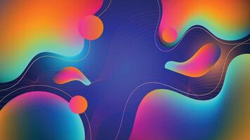 Creative abstract background with vibrant fluid shapes and gradient tones on a deep blue base vector