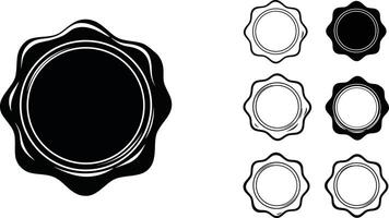 Vintage Style Wax Seal Stamp Illustration with Multiple Outline Variations in Black and White Design vector