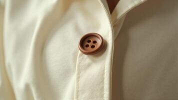Shirt Button On Cream Fabric, Close-Up photo
