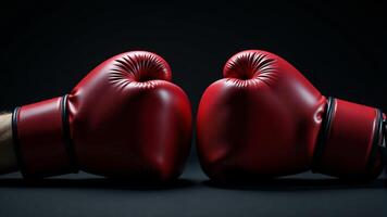 Red Boxing Gloves Facing Each Other photo