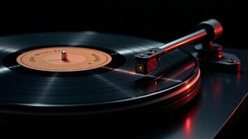 Vinyl Record Playing On Turntable photo