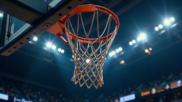 Basketball Hoop And Net From Below photo