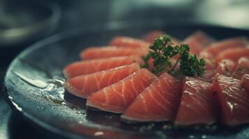Artistic Display Featuring Lean Tuna Slices photo