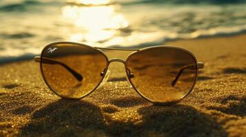 Beach Sand with Vintage Sunglasses photo