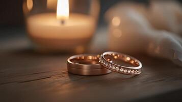 Bands of Rose Gold under Candle Glow photo