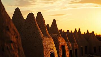 African Dwellings in Twilight Glow photo