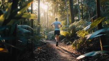 Calm Jogging in Nature Reserve at Dawn photo