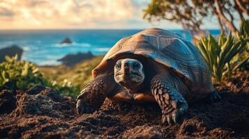 Aged Turtle in Picturesque Scenery photo