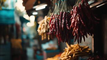 Clusters of Dried Chilies Suspending photo