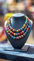 Beaded Necklace Showcased with Colors photo