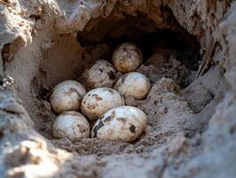 Nestled Turtle Eggs on Sand photo