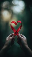 Red Ribbon in Heart Form photo