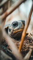 Nesting Turtle Keeping Watchful Eye photo