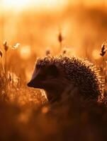 Twilight Outline of a Wandering Hedgehog photo