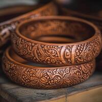Ensemble of Sculpted Wooden Armlets photo
