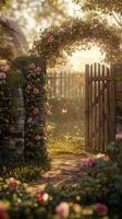 Petal Laden Entry Archway to Secluded Garden Sanctuary photo