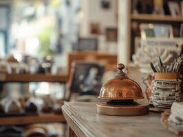 Copper Desk Bell in Antique Store photo