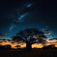 Evening Sky Over Clustered Baobabs photo