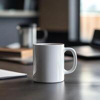 Elegant Workplace with Coffee Touch photo