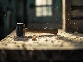 Old Hammer on Timber Bench photo