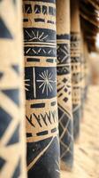 Ornamental Motifs on Clay Hut Walls photo
