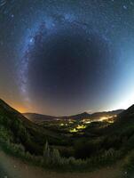 Celestial Bands Stretching Across Mountainous Horizon photo