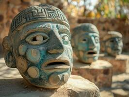 Historic Masks Displayed in Open air Museum photo
