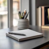 Simple Desk with Writing Tools photo