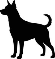 Silhouette of standing dog in black on white background simple art design vector