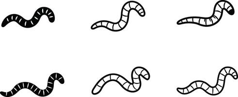 Earthworm illustrations simple black and white segmented worm designs for nature and soil ecology concepts vector
