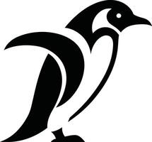 Penguin silhouette illustration in black and white with minimalistic design and smooth lines vector