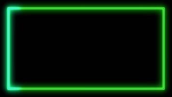 Abstract Green Neon light rectangle frame art loading icon background in retro style, 4k animation video