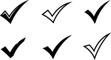 Check Mark Symbols Set Illustration with Various Styles and Bold Lines for Design Use vector