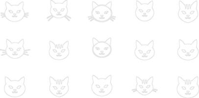 Line art style cat illustrations with diverse expressions and poses for creative and playful design projects vector