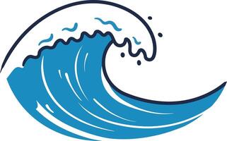 Blue ocean wave with white crest simple artistic illustration symbolizing water and sea motion in nature vector