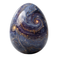 Celestial Swirling Galaxy Patterns on Shiny Egg-Shaped Object in Space Background png