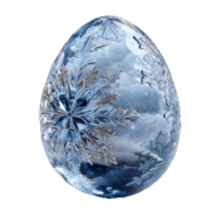 Intricately Carved Crystal Egg with Snowflake Pattern and Frosted Surface png