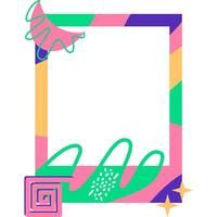 Retro Instant Photo Frame. Colorful border with hearts and a stylized flower. Ideal for nostalgic designs. Happy, charming setting vector