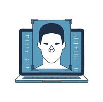 Biometric Identification System. Stylized finger on a fingerprint scanning interface. Clean outline style. Perfect for illustrating secure identification. Confident, innovative setting. vector