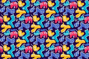 Seamless Abstract Pattern. Bold, multicolored shapes create a lively texture. Ideal for fabric prints, wallpapers, digital art. Cheerful, dynamic mood vector