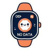 Wearable Tech Error. Smartwatch displaying a No Data alert. Minimalist design. Ideal for app design, user interface examples. Clear, concise mood vector