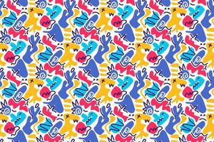 Vibrant Abstract Shapes Pattern. Playful, colorful design with organic forms. Perfect for textiles, backgrounds, kids' products. Energetic, fun atmosphere vector