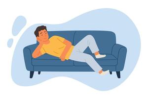 Man Lying on Couch Flat Design vector