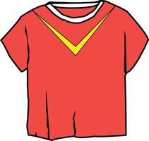 High quality red t shirt image featuring a bold yellow V design ideal for clothing branding and apparel graphics without any special effects or added elements vector