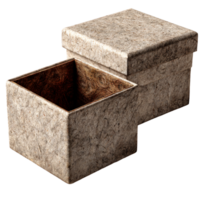 Empty square box with a removable lid in textured beige fabric png