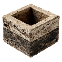 Square Stone Container with Textured Surface and Reflective Base for Decorative Use png