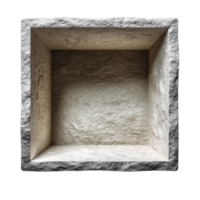 3D Rendering of a Gray Stone Square Box with Textured Interior and Soft Lighting png