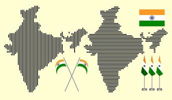 Realistic India line map design. India dotted line map silhouette. India political line map with national borders. Realistic Indian boundary. States boundaries line map of India geography look vector