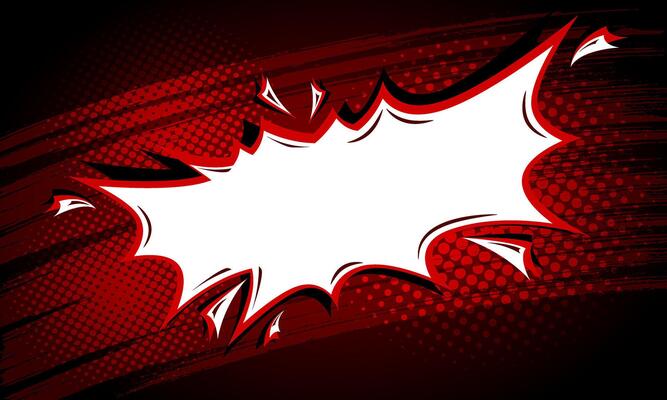 Abstract red Grunge Scratch and halftone Texture In Dark Background with blank splash comic bubble chat text for poster, banner event or sale